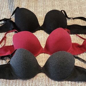U.S. Polo Assn. Black, Red, and Gray Bra Trio